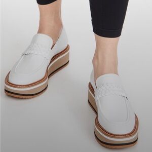 NWT Robert Clergerie Paris Baldie Leather Platform Loafer - White, 41, size 10.5